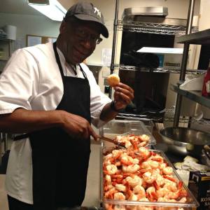 Having fun with shrimp at Madison Square Garden