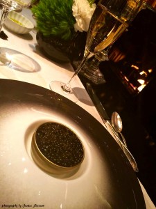 Appetizer: Oscetra caviar served atop of king crab and a crustacean gelée 