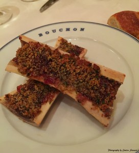 Roasted bone marrow with garlic, parsley, shallots & sherry vinegar 